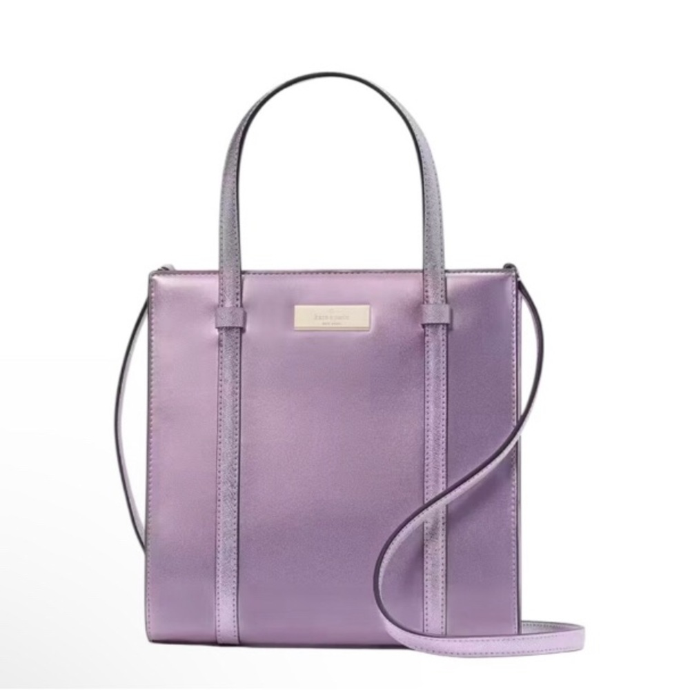 Kate Spade Kenzie Pink Quartz Lilac metallic Purse Tote Bag Stunning!!
